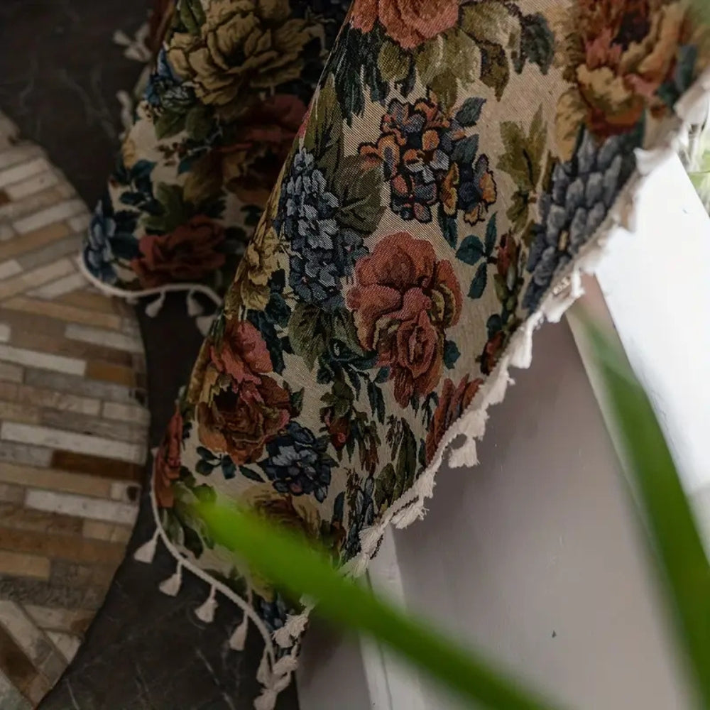 Curtain Panel Floral Jacquard Microfiber Blend Tassels - Image 5