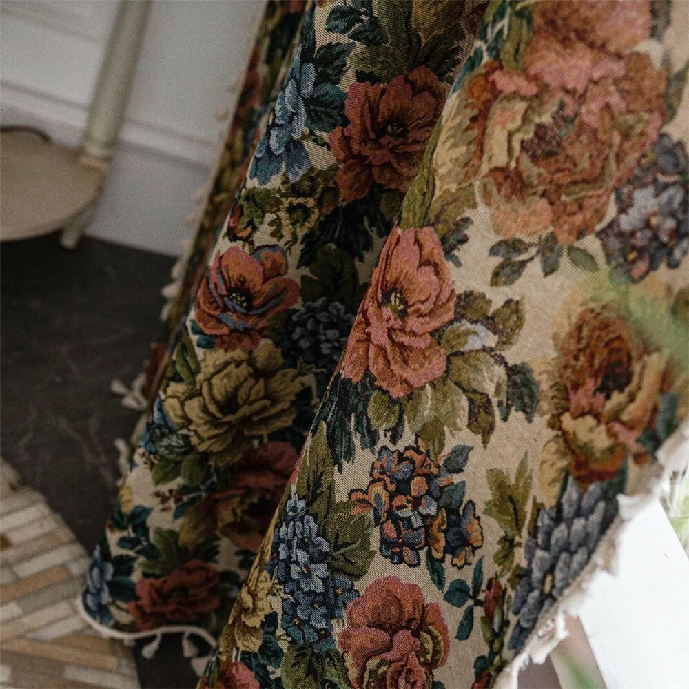 Curtain Panel Floral Jacquard Microfiber Blend Tassels - Image 6