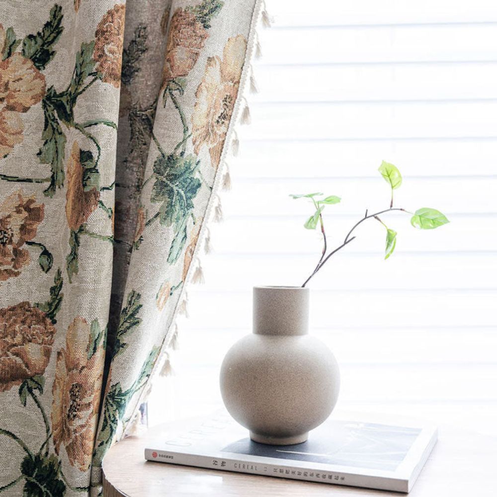Curtain Panel Light-Filtering Microfiber Blend & Tassel Trim - Image 2
