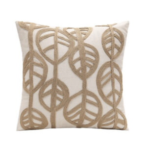 Cushion Cover 12 x 20 Leaf Embroidered Invisible Zipper