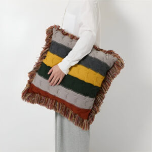 Decorative Cushion Cable Knit Cotton & Wool Blend