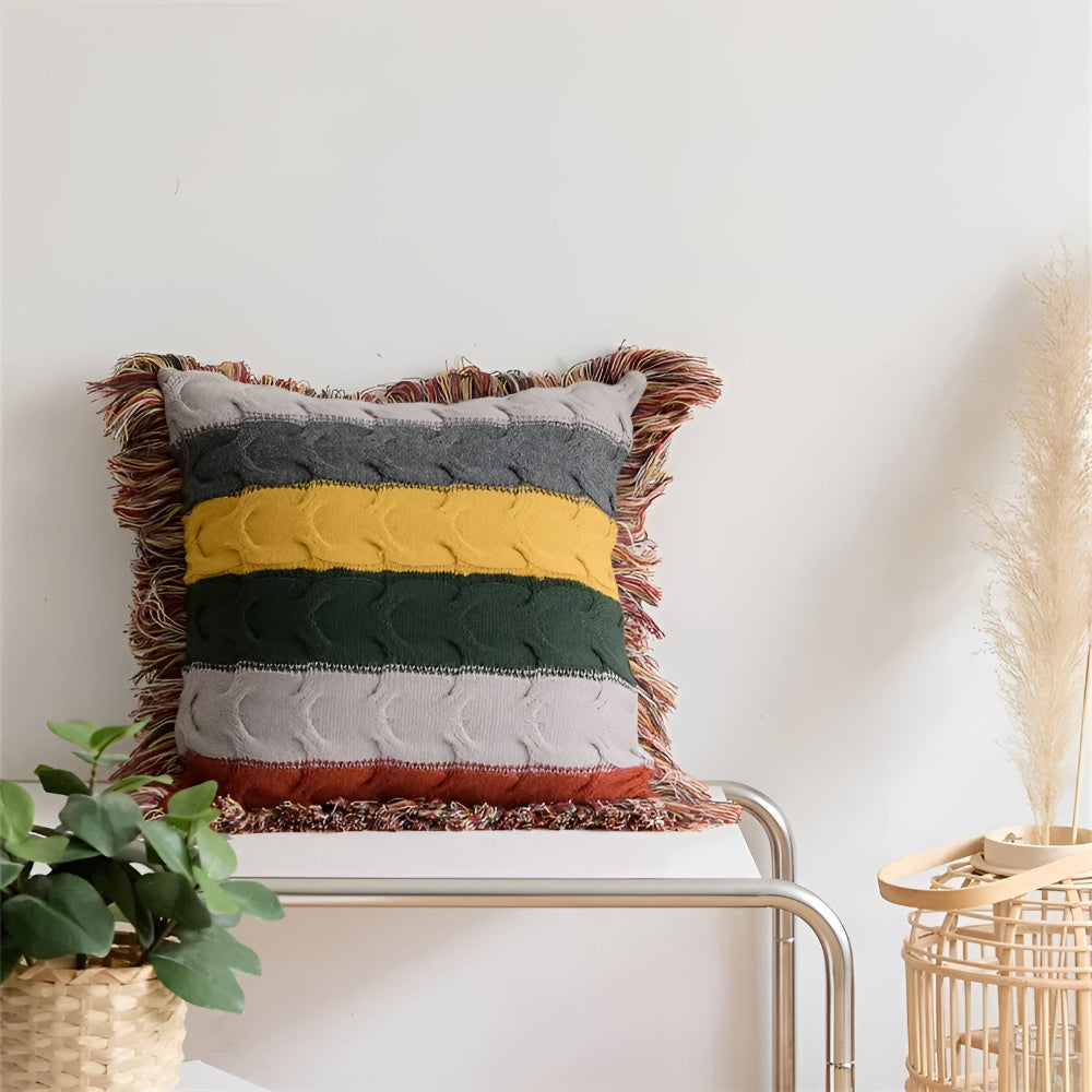 Decorative Cushion Cable Knit Cotton & Wool Blend - Image 3