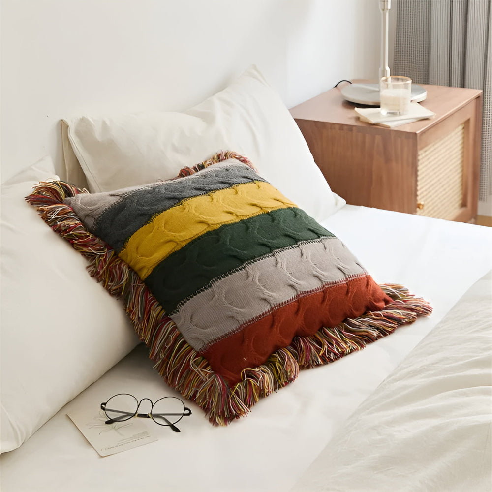 Decorative Cushion Cable Knit Cotton & Wool Blend - Image 5
