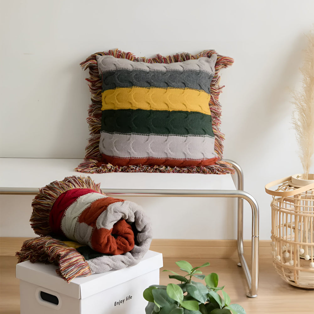 Decorative Cushion Cable Knit Cotton & Wool Blend - Image 7