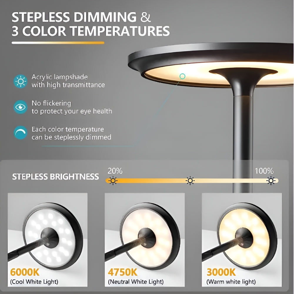 Desk Lamp Brushed Aluminium Rechargeable Touch Dimming - Image 12