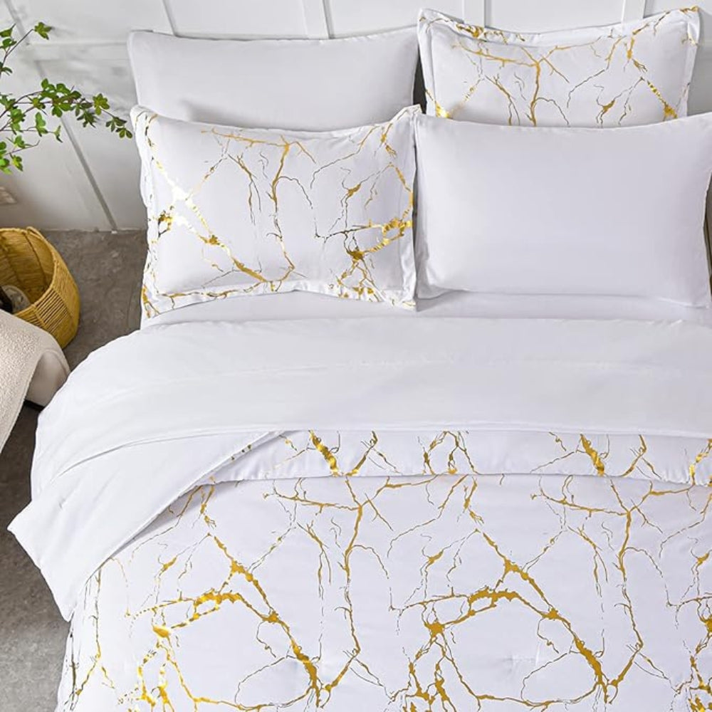 Duvet Cover Set Marble Pattern Microfiber Cotton Blend - Image 10