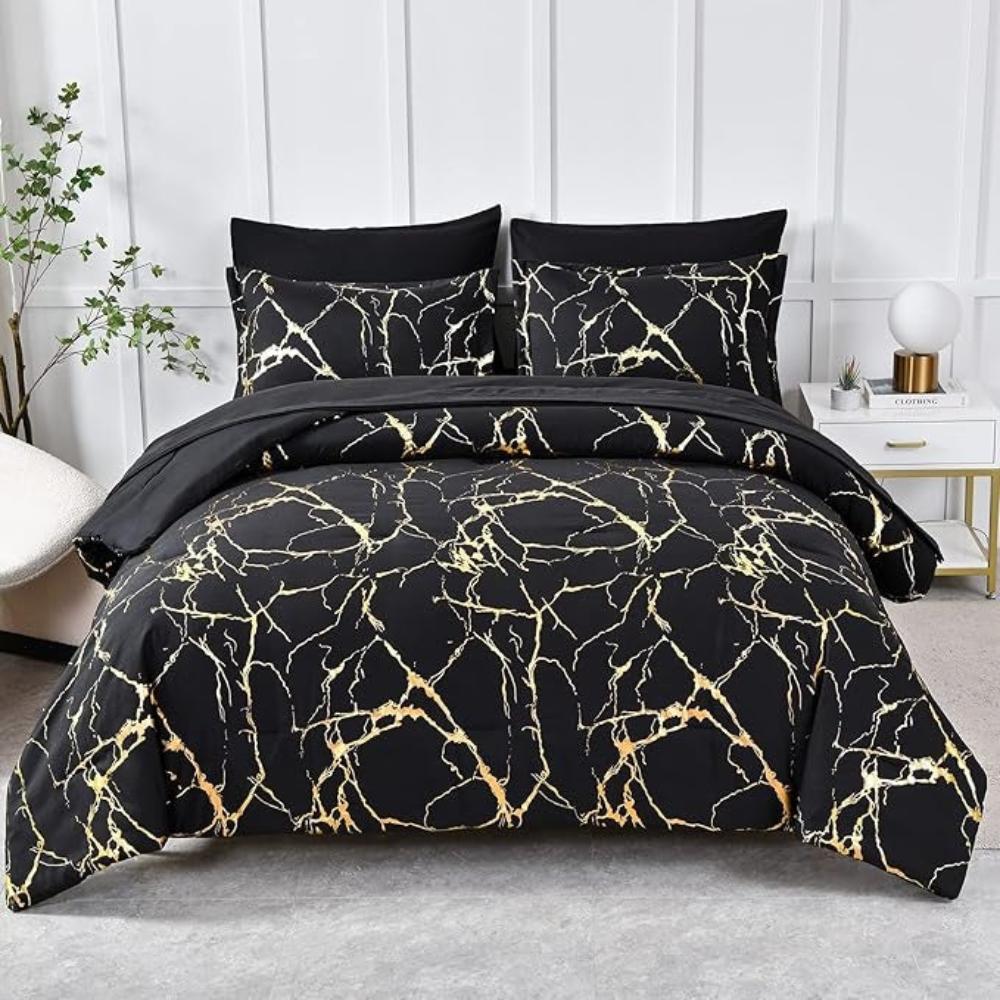 Duvet Cover Set Marble Pattern Microfiber Cotton Blend - Image 4