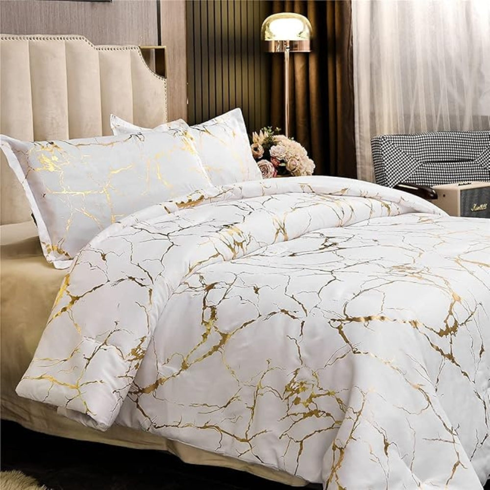 Duvet Cover Set Marble Pattern Microfiber Cotton Blend - Image 6