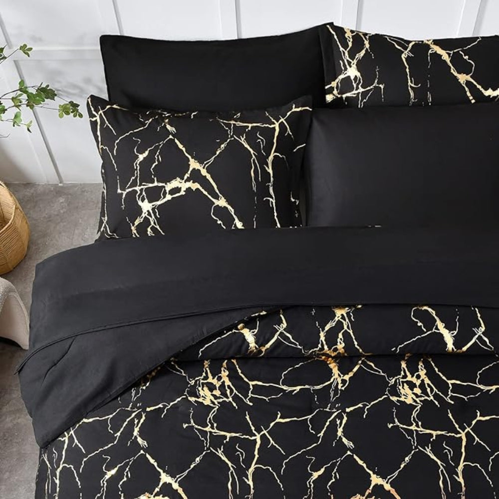 Duvet Cover Set Marble Pattern Microfiber Cotton Blend - Image 8