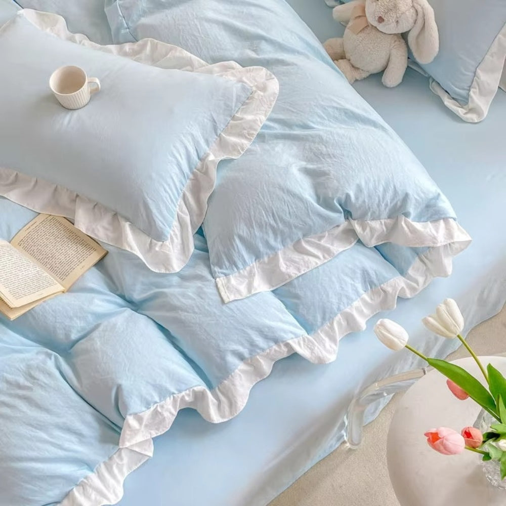Duvet Cover Set Princess Ruffle Soft Washed Cotton - Image 3