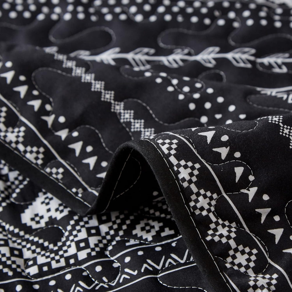 Duvet Cover Set Reversible Monochrome Geometric Microfiber - Image 3