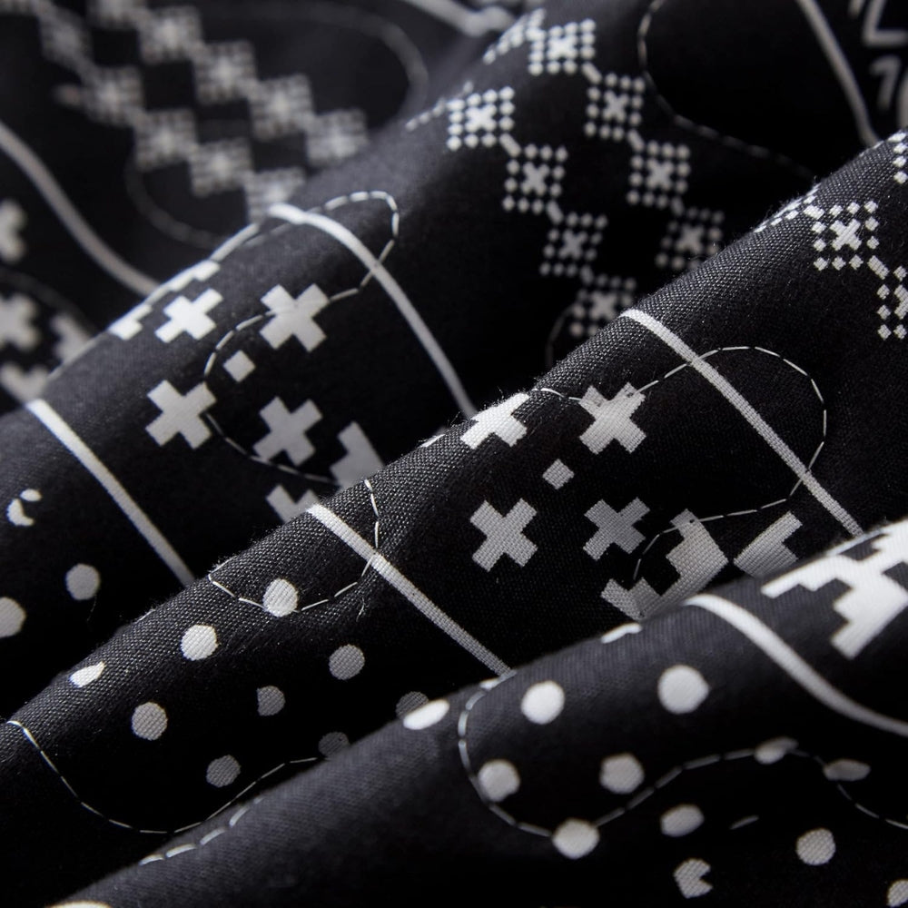 Duvet Cover Set Reversible Monochrome Geometric Microfiber - Image 4
