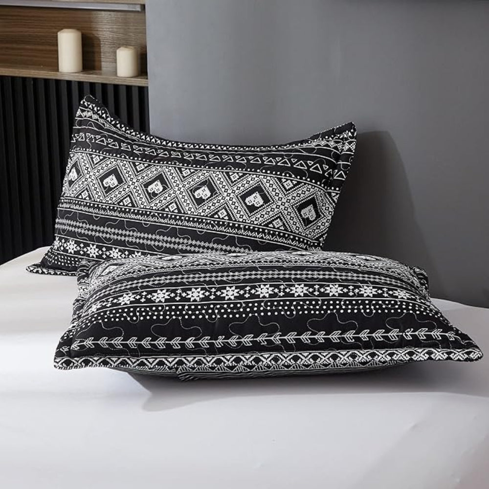 Duvet Cover Set Reversible Monochrome Geometric Microfiber - Image 8