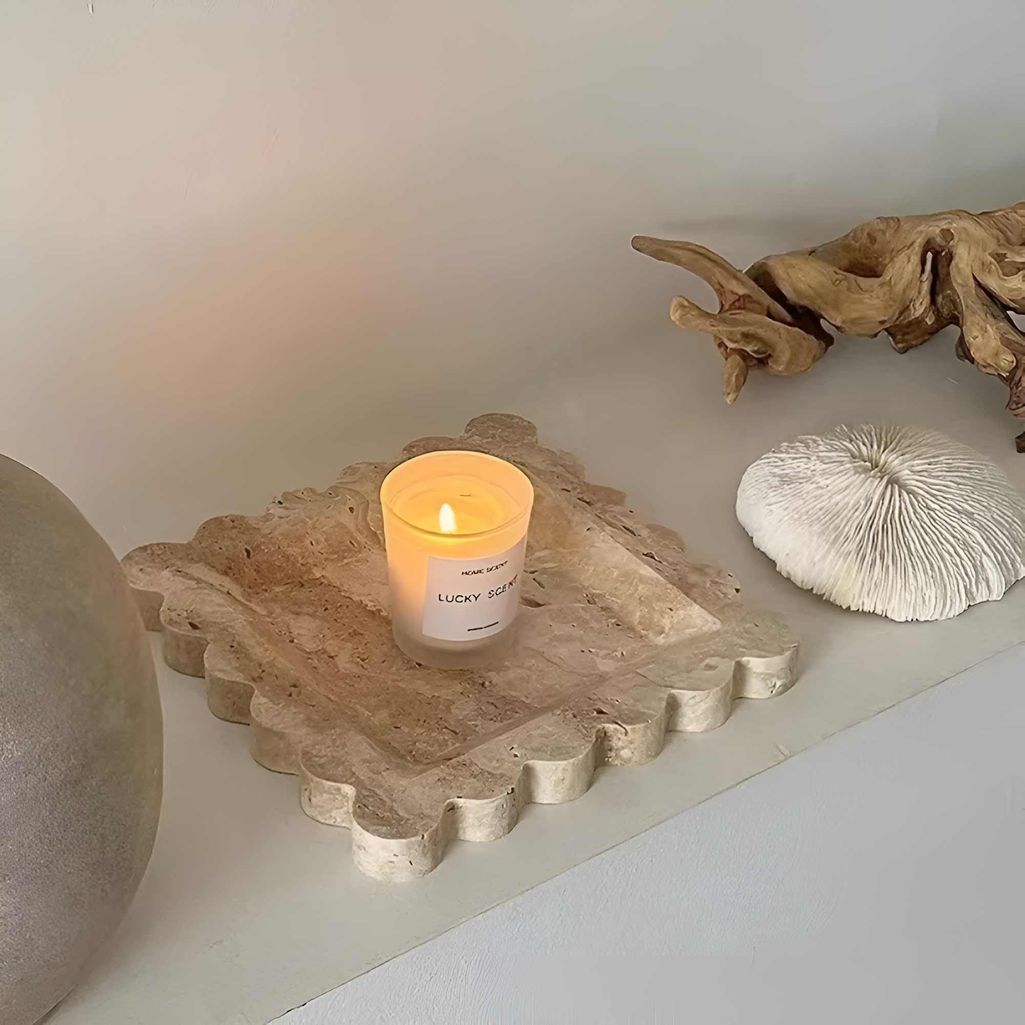 Jewelry Tray Handcrafted Scalloped Marble - Image 3
