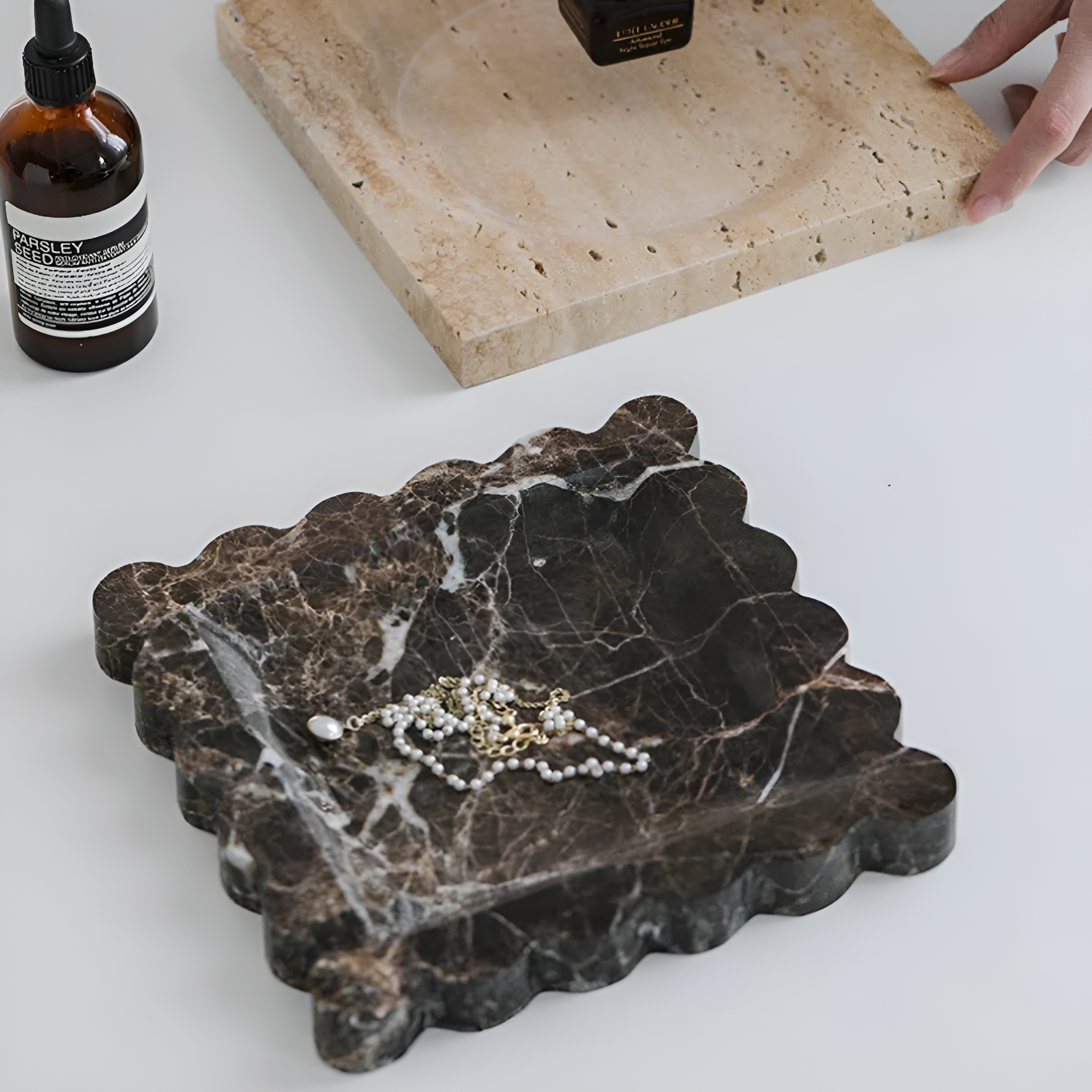 Jewelry Tray Handcrafted Scalloped Marble - Image 7