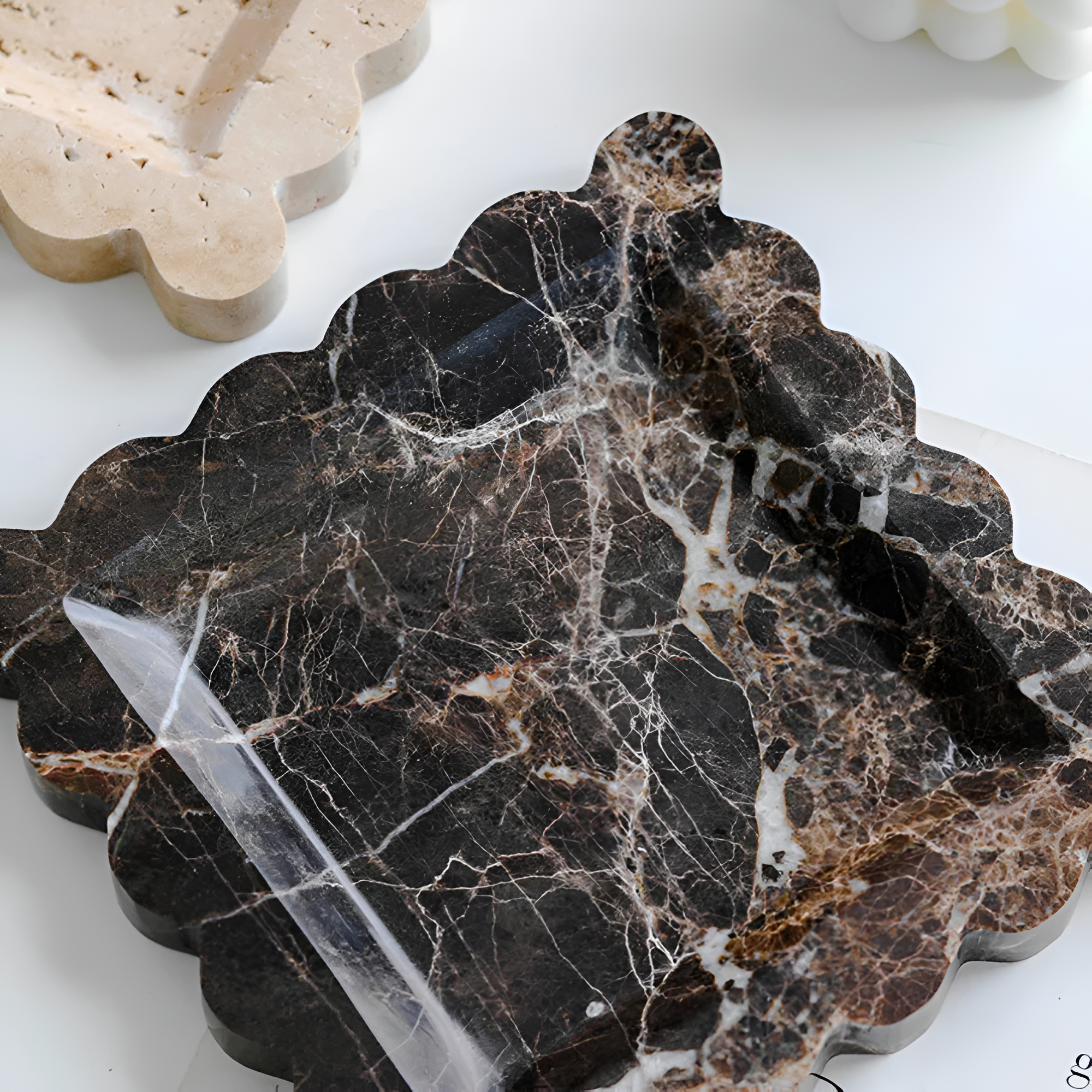 Jewelry Tray Handcrafted Scalloped Marble - Image 9