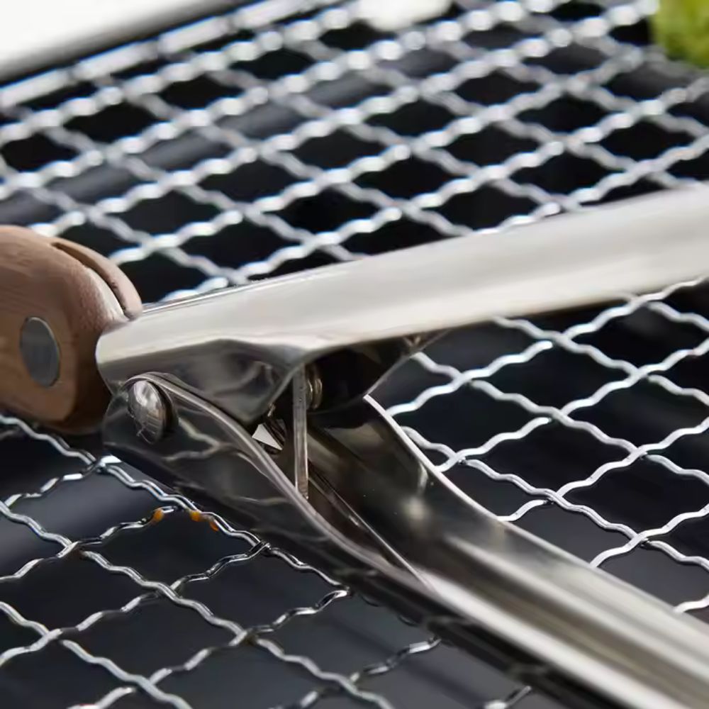 Kitchen Tongs Stainless Steel Wood Handle Set of 2 - Image 4