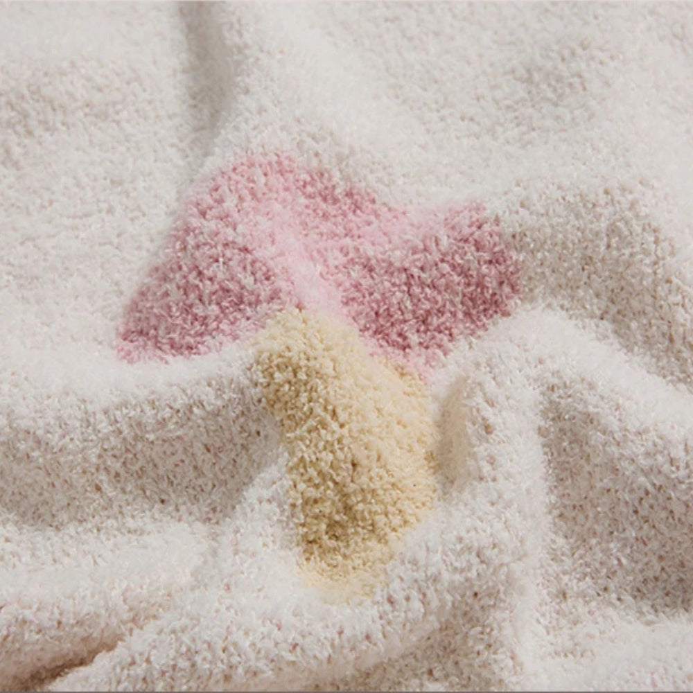 Knit Throw Blanket Ice Cream Pattern Velvety Microfiber OEKO-TEX - Image 4