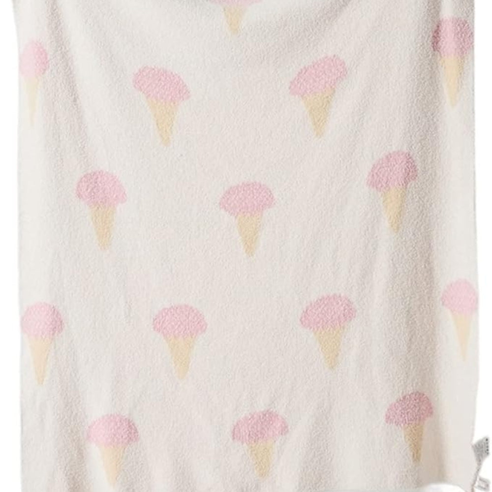 Knit Throw Blanket Ice Cream Pattern Velvety Microfiber OEKO-TEX - Image 6