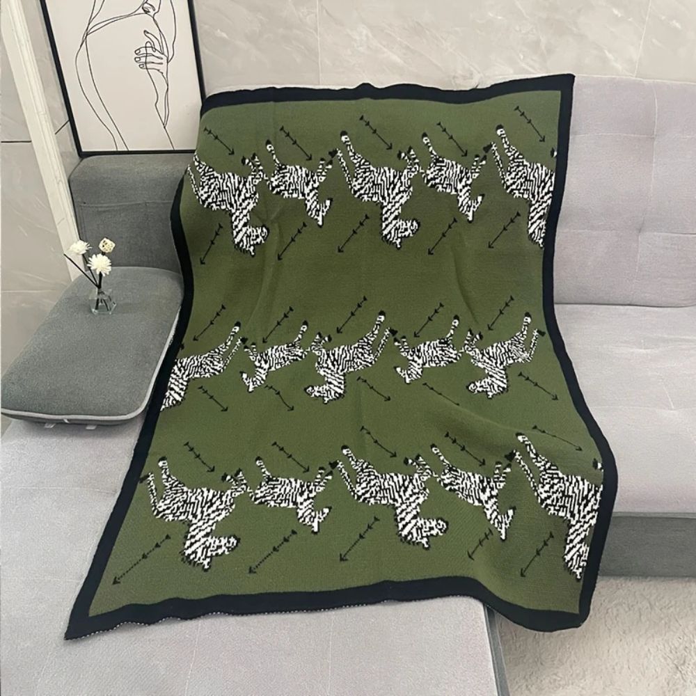 Knitted Throw Blanket Vintage Zebra Acrylic Machine Washable - Image 3
