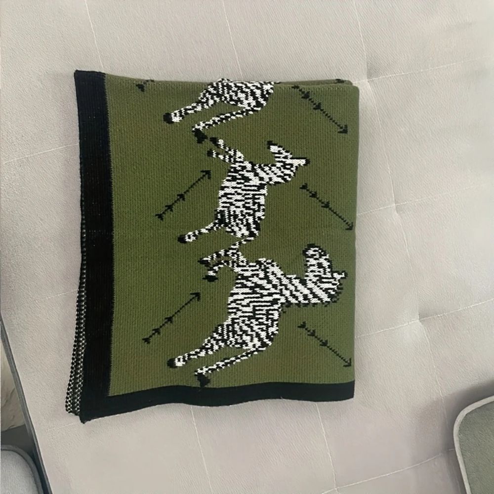 Knitted Throw Blanket Vintage Zebra Acrylic Machine Washable - Image 6
