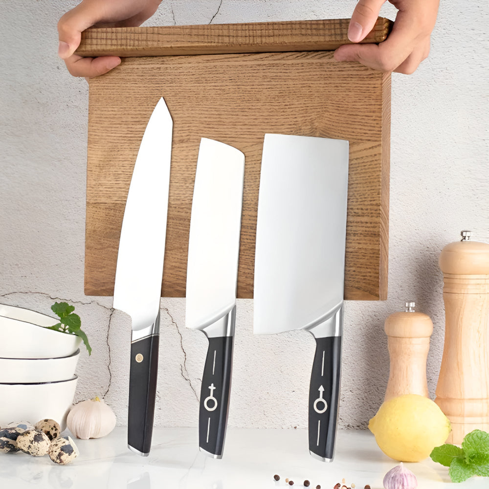 Magnetic Knife Holder Double-Sided Solid Wood Holds 12 Knives - Image 4