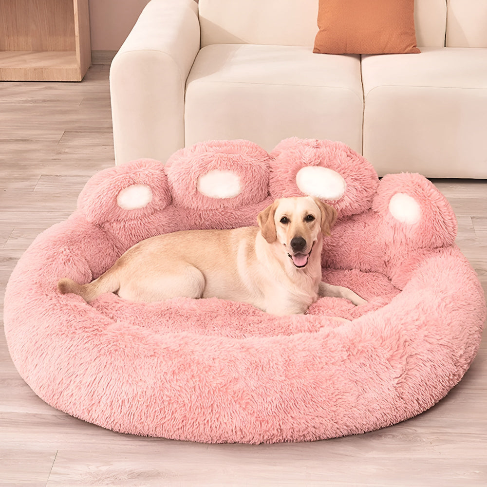 Pet Bed Paw-Shaped Ultra-Soft Plush Non-Slip Base - Image 2