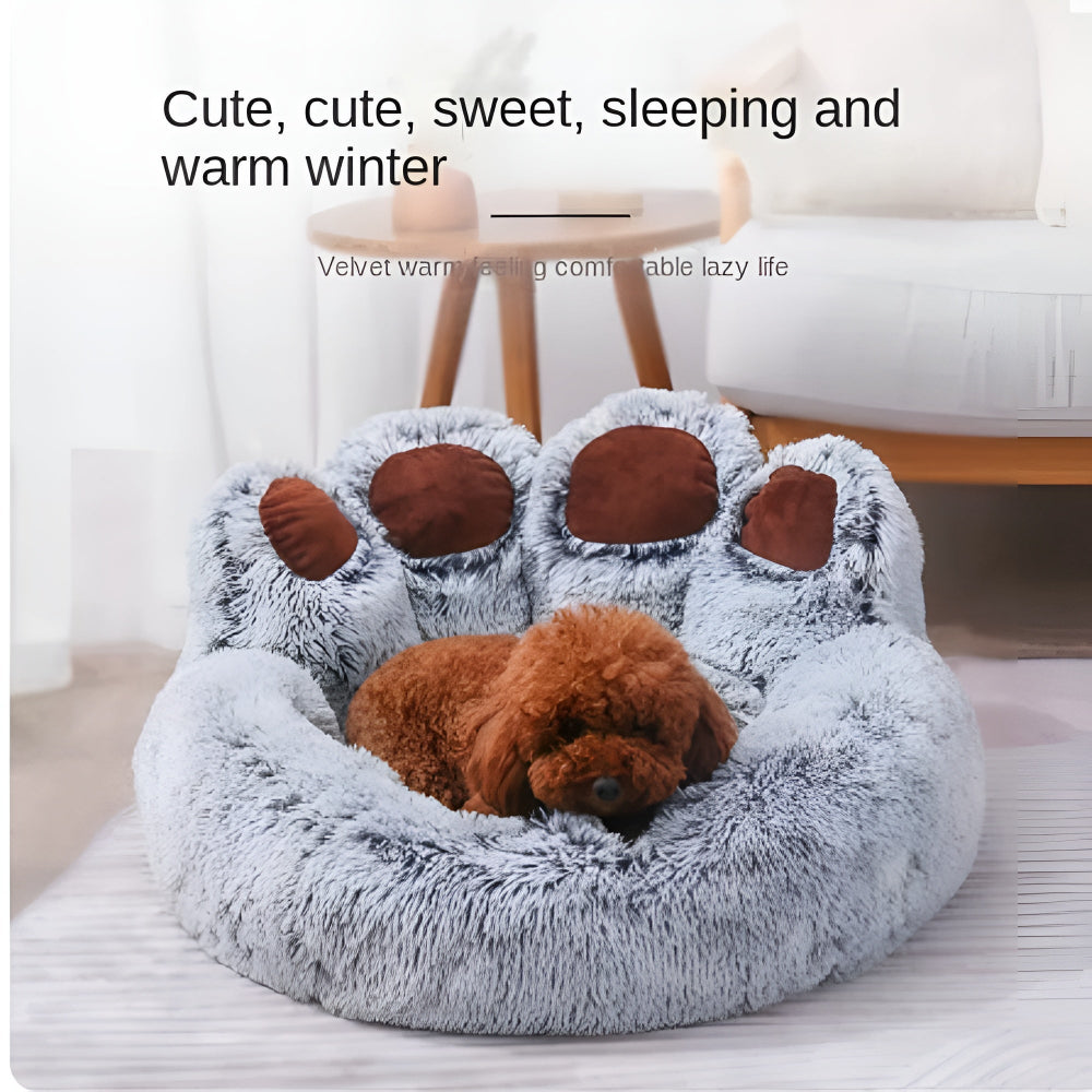 Pet Bed Paw-Shaped Ultra-Soft Plush Non-Slip Base - Image 4