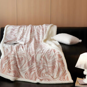 Plush Throw Blanket Marble Swirl Thick Berber Fleece