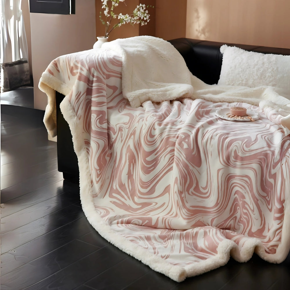 Plush Throw Blanket Marble Swirl Thick Berber Fleece - Image 2