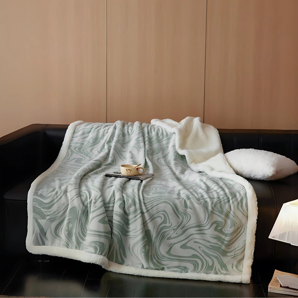 Plush Throw Blanket Marble Swirl Thick Berber Fleece - Image 3