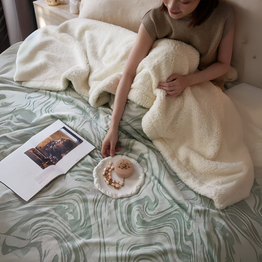 Plush Throw Blanket Marble Swirl Thick Berber Fleece - Image 4