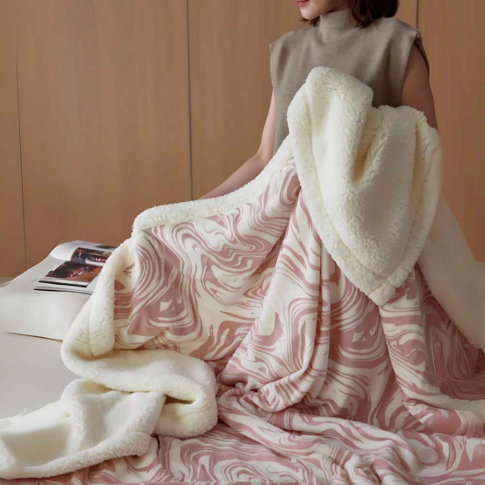 Plush Throw Blanket Marble Swirl Thick Berber Fleece - Image 6