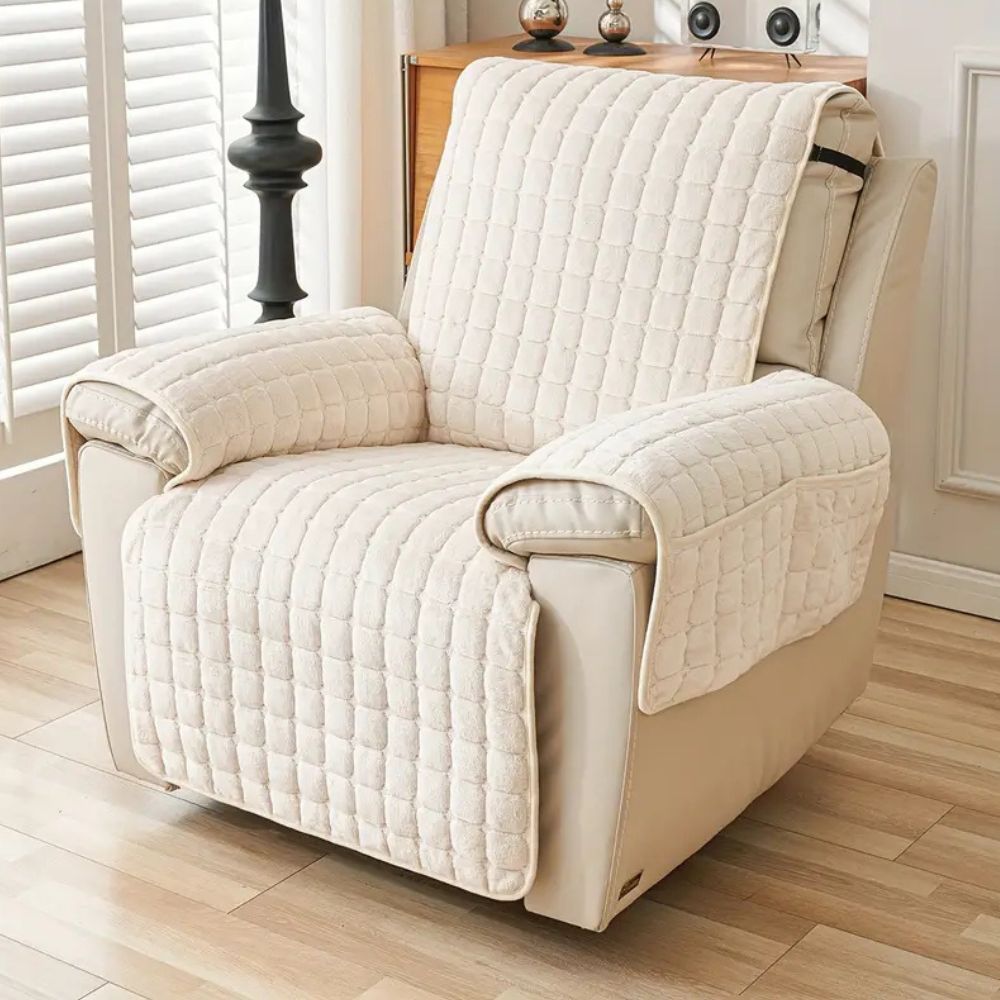 Recliner Cover Quilted Microfiber Non-Slip Side Pocket - Image 12