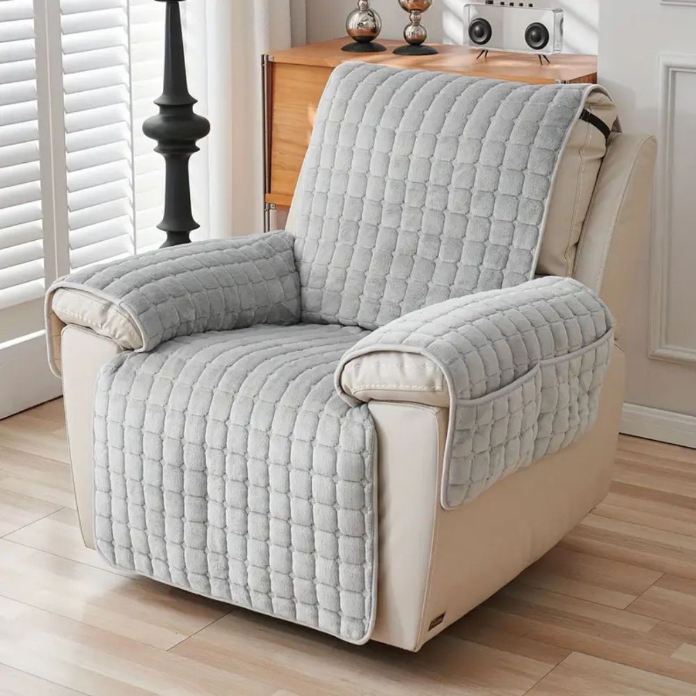 Recliner Cover Quilted Microfiber Non-Slip Side Pocket - Image 13
