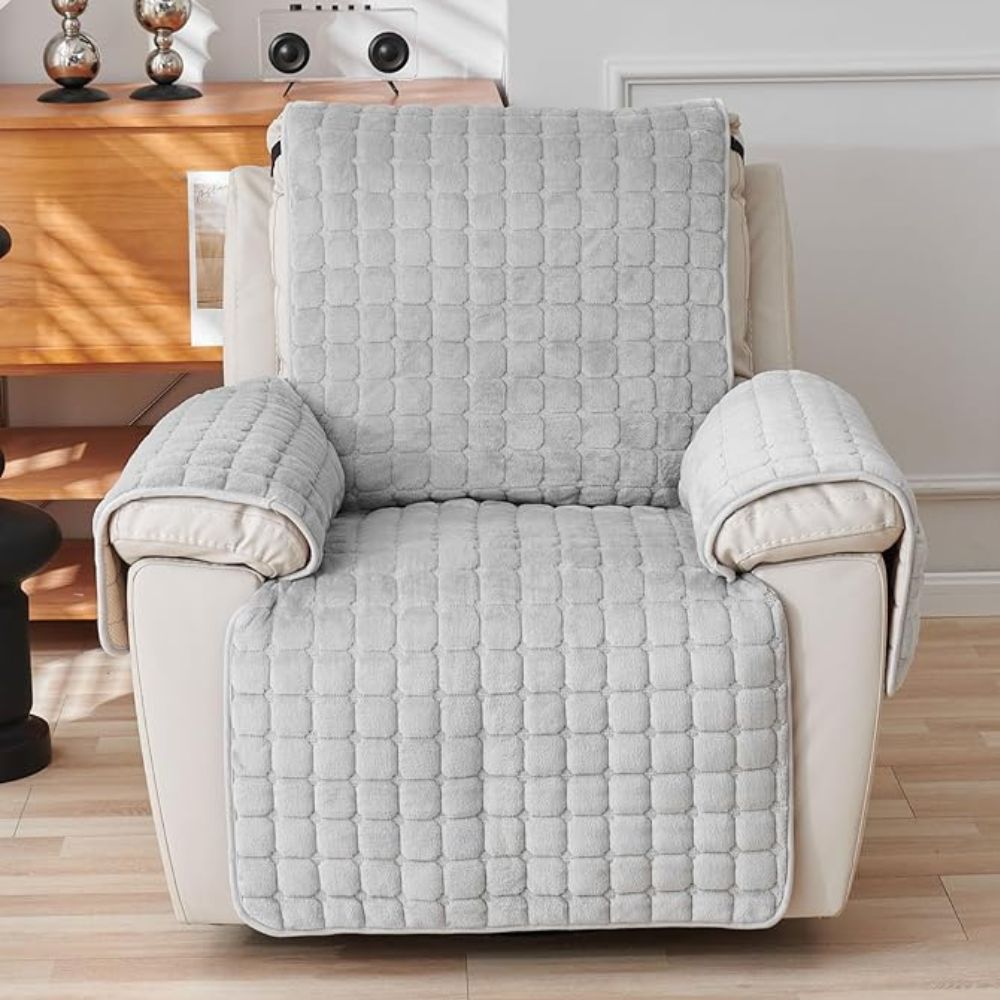 Recliner Cover Quilted Microfiber Non-Slip Side Pocket - Image 2