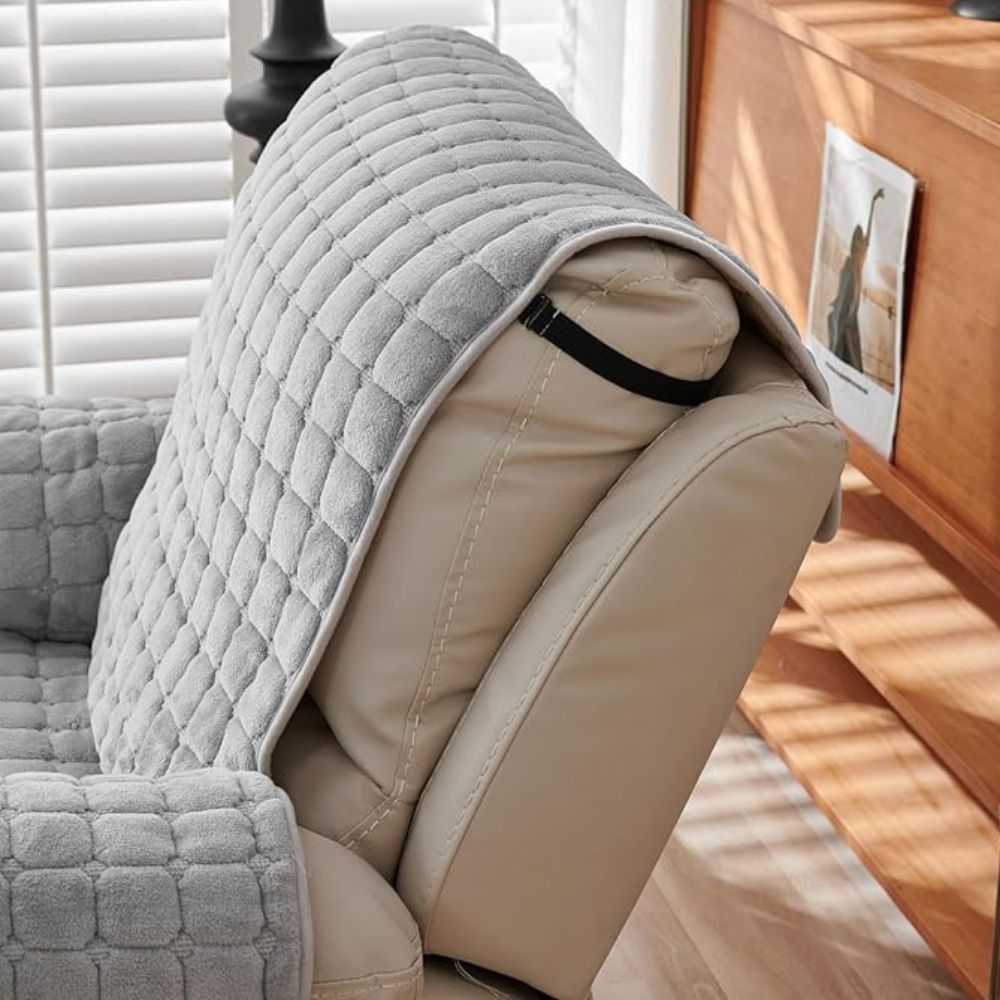 Recliner Cover Quilted Microfiber Non-Slip Side Pocket - Image 4