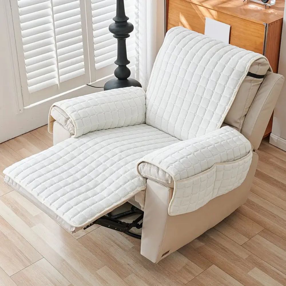 Recliner Cover Quilted Microfiber Non-Slip Side Pocket - Image 8