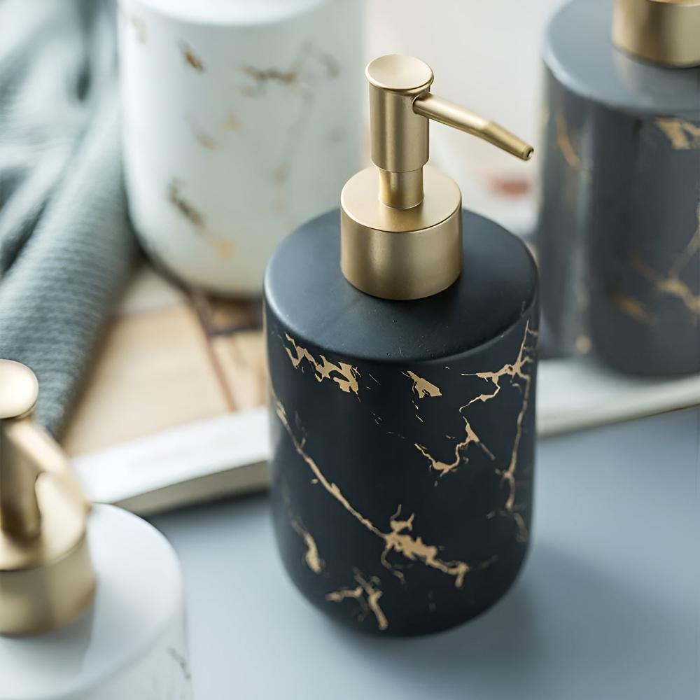 Soap Dispenser Ceramic Marble Gold Veins 400 ml - Image 2