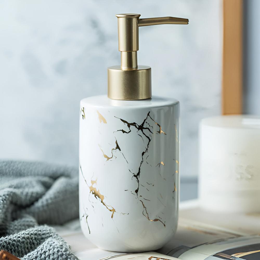 Soap Dispenser Ceramic Marble Gold Veins 400 ml - Image 4