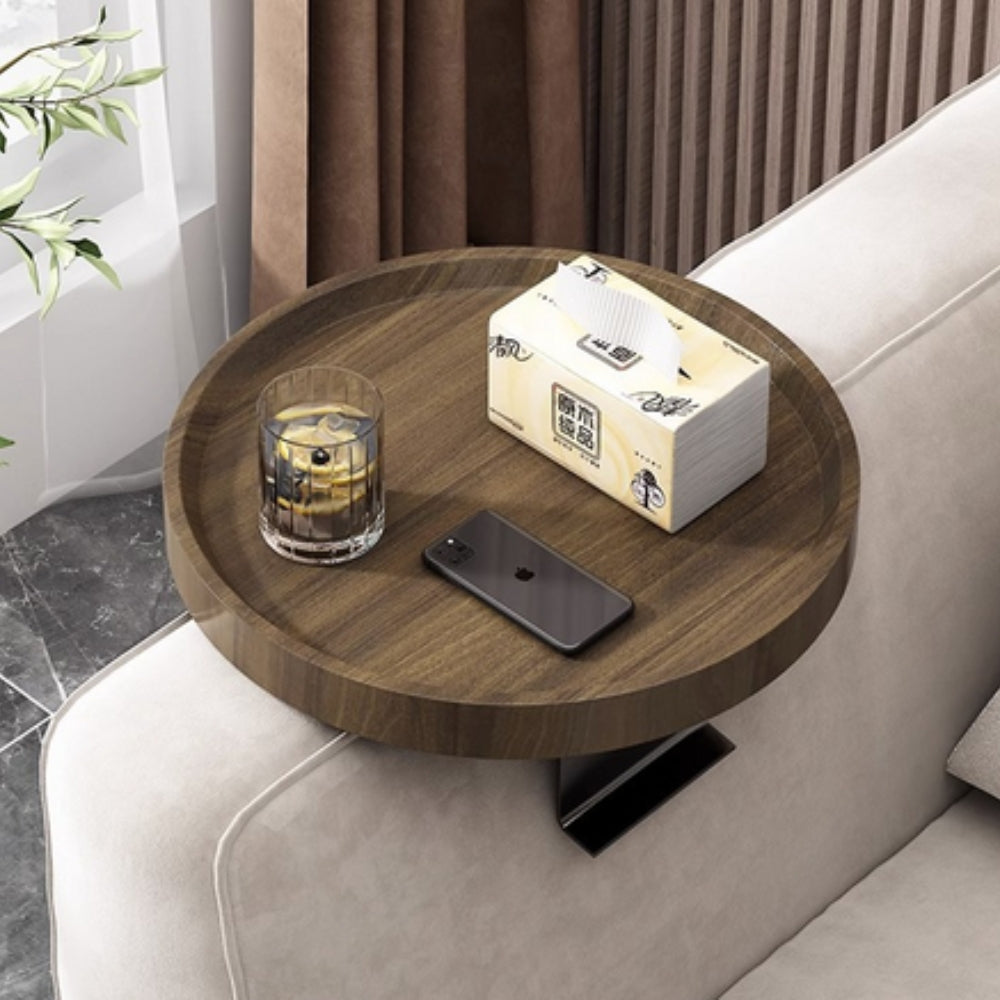 Sofa Armrest Tray Solid Wood Walnut Adjustable Clip-On - Image 3