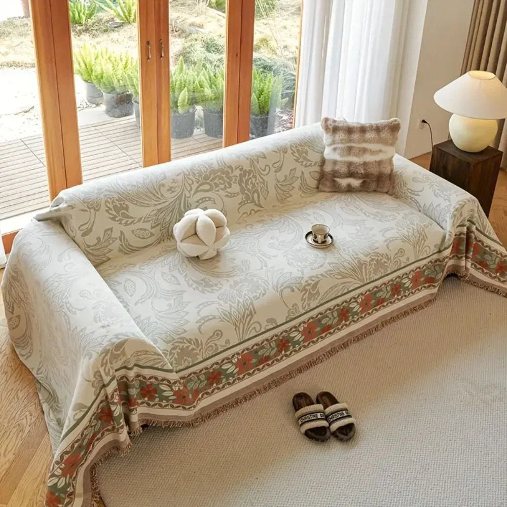 Sofa Cover Boho Floral Chenille Machine Washable - Image 2