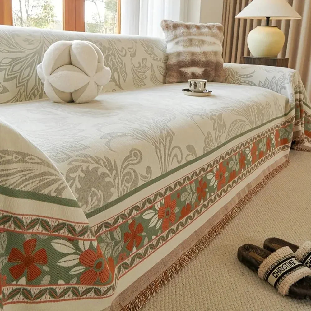 Sofa Cover Boho Floral Chenille Machine Washable - Image 5