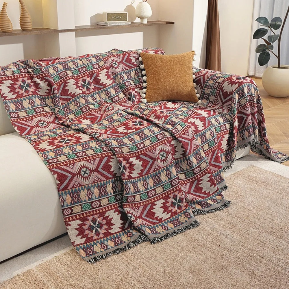 Sofa Cover Boho Jacquard Tassel Edges Machine Washable - Image 3