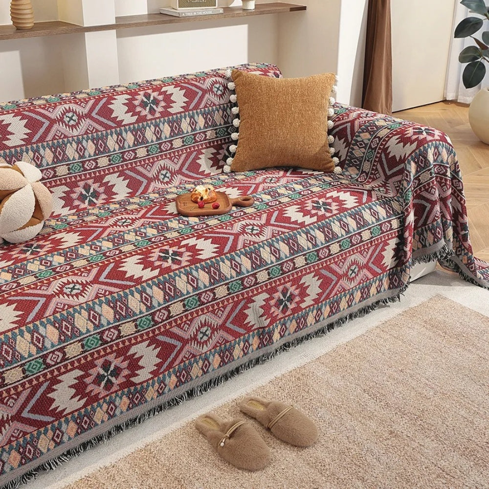 Sofa Cover Boho Jacquard Tassel Edges Machine Washable - Image 4