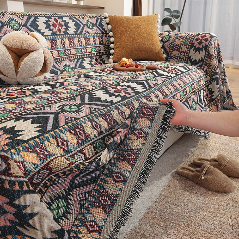 Sofa Cover Boho Jacquard Tassel Edges Machine Washable - Image 5