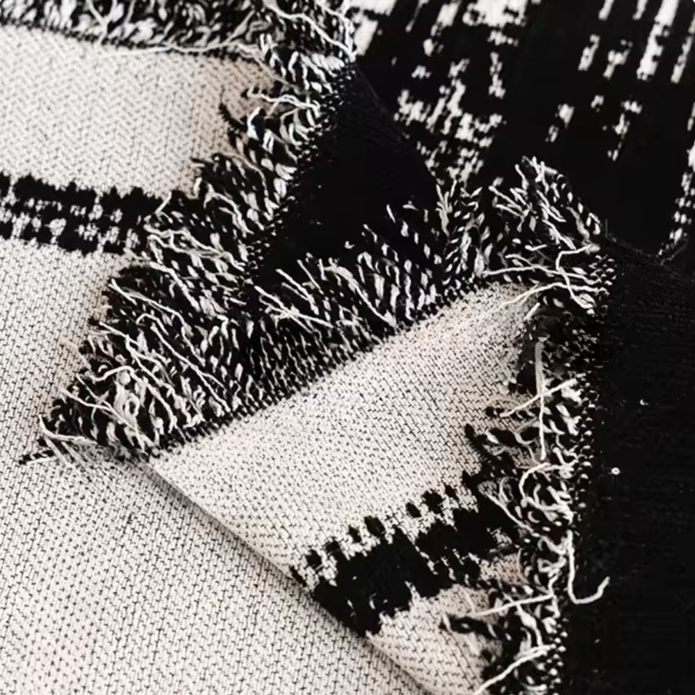 Sofa Cover Chenille Fabric Bamboo Print Fringed Edges - Image 6