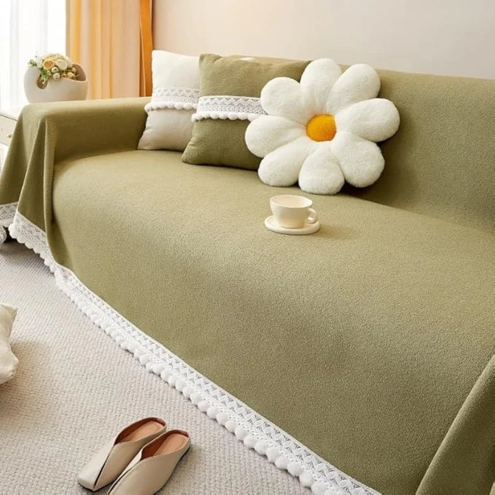 Sofa Cover Chenille Lace Edge Non-Slip & Machine Washable - Image 2