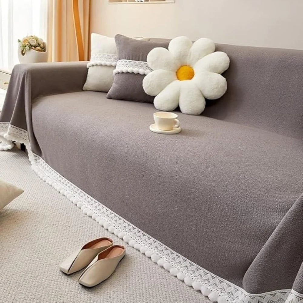 Sofa Cover Chenille Lace Edge Non-Slip & Machine Washable - Image 4