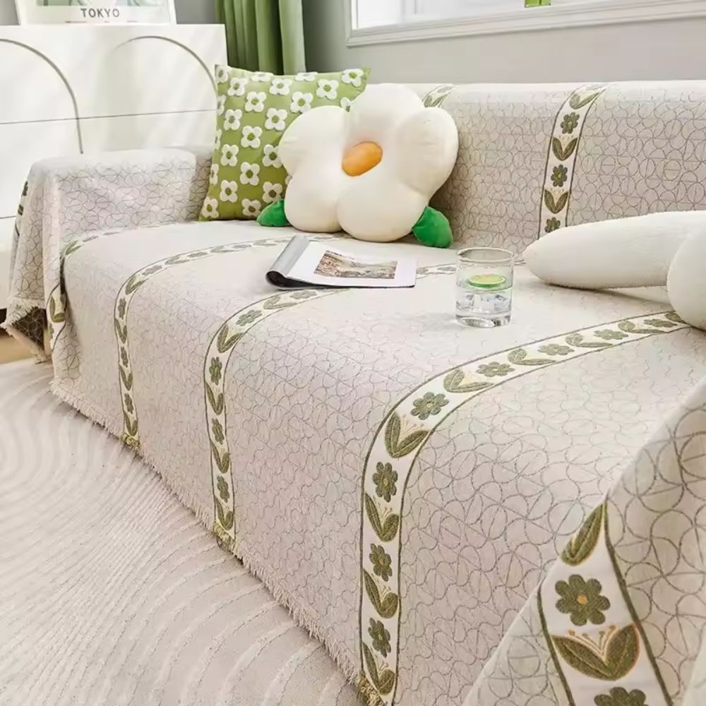 Sofa Cover Chenille Leaf Pattern Non-Slip & Machine Washable - Image 8